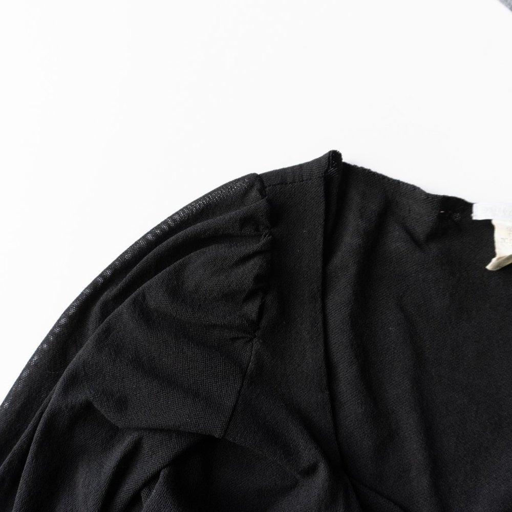vintage 90s y2k black noir layered mesh sweetheart bustier style long sleeve blo - Picture 8 of 10